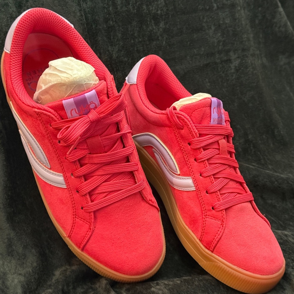 Women’s Pink Suede Lace-Up Sneakers